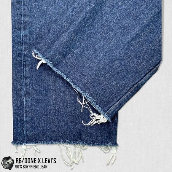 RE/DONE x LEVI’S 90’S BOYFRIEND JEAN IN INDIGO RECONSTRUCTED VINTAGE DENIM 26 - Picture 13 of 16